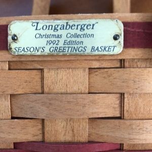 LONGABERGER  DOUBLE SWING CHRISTMAS EDITION 1992 HANDLED  BASKET SIGNED JAH